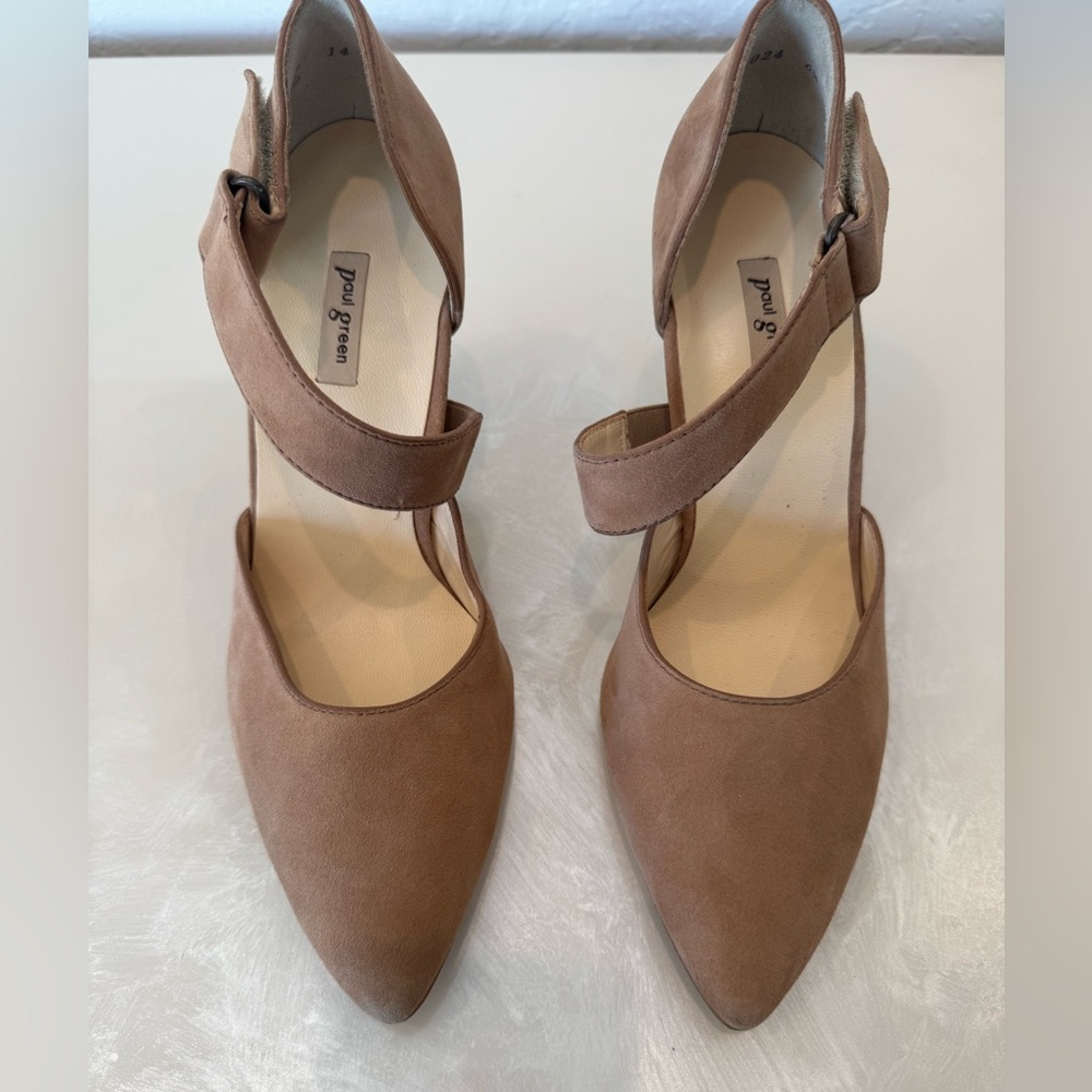 Never Worn - Paul Green Suede Ankle Strap Heels — Taupe / Tan, Size 9 (EU 6.5)